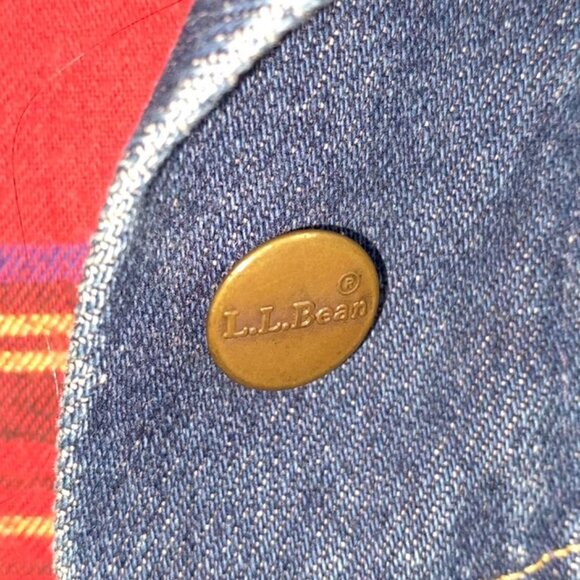 Vintage LL Bean Women's Denim Jacket with Red Flannel lining and Corduroy Collar - Picture 6 of 12